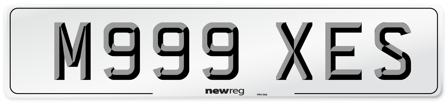 M999 XES Number Plate from New Reg